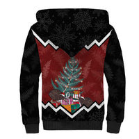 Personalised New Zealand Christmas Sherpa Hoodie Xmas Fern and Kiwi Birds LT7 - Polynesian Pride
