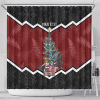 Personalised New Zealand Christmas Shower Curtain Xmas Fern and Kiwi Birds LT7 - Polynesian Pride
