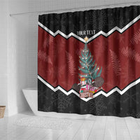 Personalised New Zealand Christmas Shower Curtain Xmas Fern and Kiwi Birds LT7 - Polynesian Pride