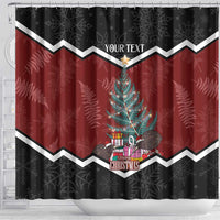 Personalised New Zealand Christmas Shower Curtain Xmas Fern and Kiwi Birds LT7 - Polynesian Pride
