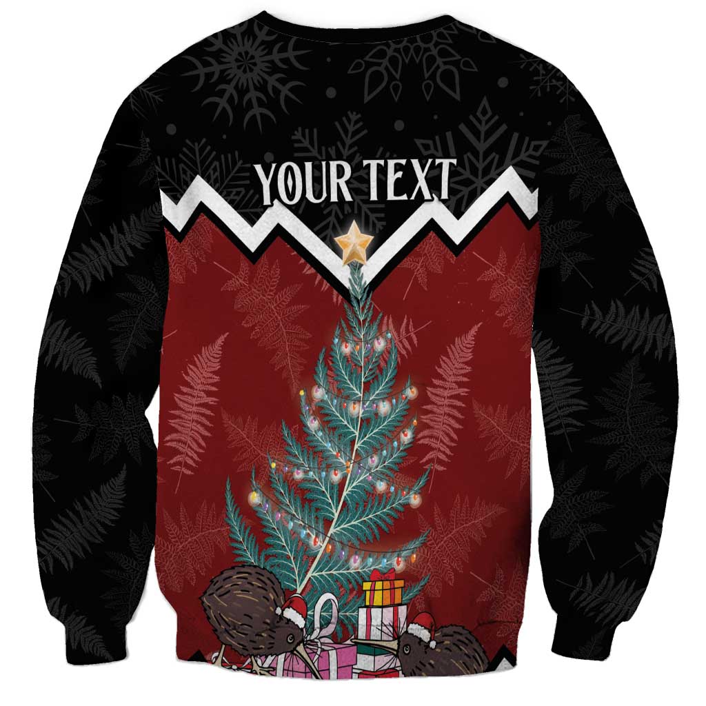 Personalised New Zealand Christmas Sweatshirt Xmas Fern and Kiwi Birds LT7 - Polynesian Pride