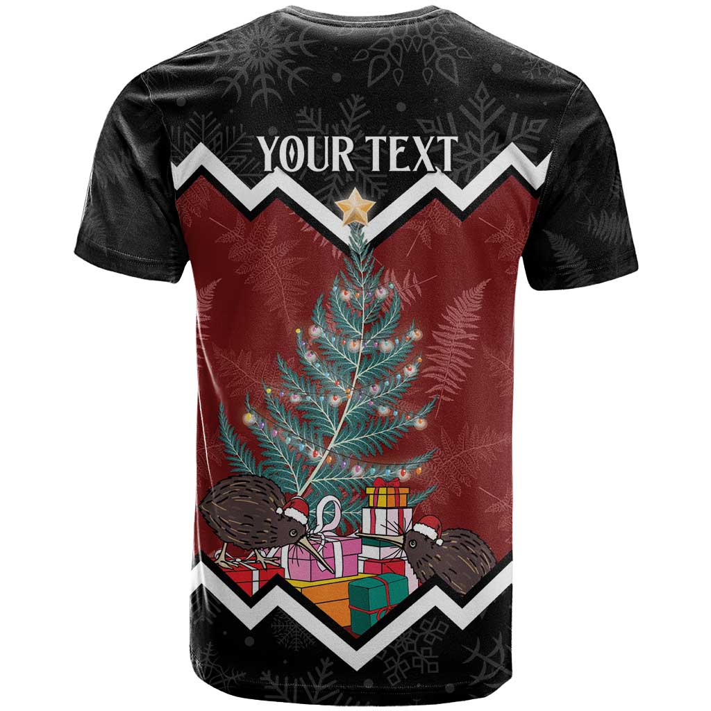 Personalised New Zealand Christmas T Shirt Xmas Fern and Kiwi Birds LT7 - Polynesian Pride