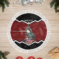 Personalised New Zealand Christmas Tree Skirt Xmas Fern and Kiwi Birds LT7 Fringed Black - Polynesian Pride