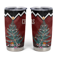 Personalised New Zealand Christmas Tumbler Cup Xmas Fern and Kiwi Birds LT7 Black - Polynesian Pride