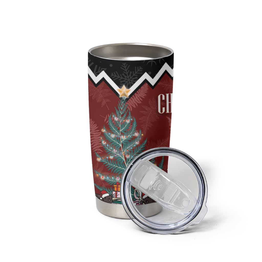 Personalised New Zealand Christmas Tumbler Cup Xmas Fern and Kiwi Birds LT7 - Polynesian Pride