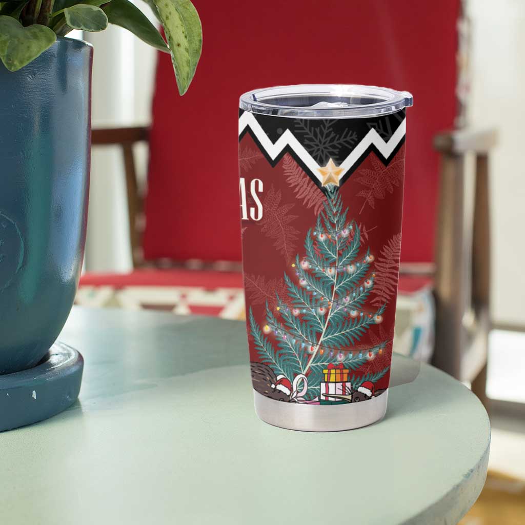 Personalised New Zealand Christmas Tumbler Cup Xmas Fern and Kiwi Birds LT7 - Polynesian Pride