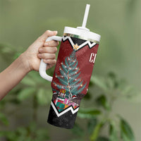 Personalised New Zealand Christmas Tumbler With Handle Xmas Fern and Kiwi Birds LT7 - Polynesian Pride