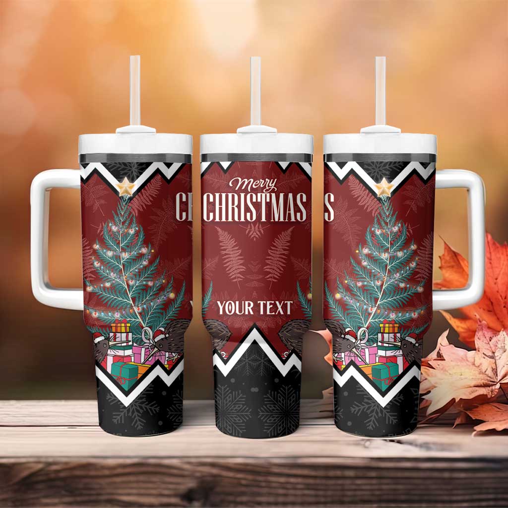 Personalised New Zealand Christmas Tumbler With Handle Xmas Fern and Kiwi Birds LT7 - Polynesian Pride