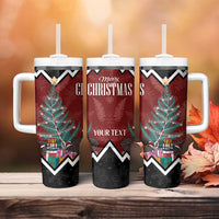 Personalised New Zealand Christmas Tumbler With Handle Xmas Fern and Kiwi Birds LT7 - Polynesian Pride