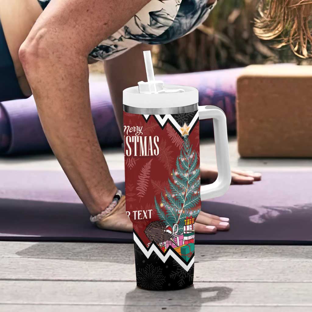 Personalised New Zealand Christmas Tumbler With Handle Xmas Fern and Kiwi Birds LT7 - Polynesian Pride