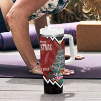 Personalised New Zealand Christmas Tumbler With Handle Xmas Fern and Kiwi Birds LT7 - Polynesian Pride