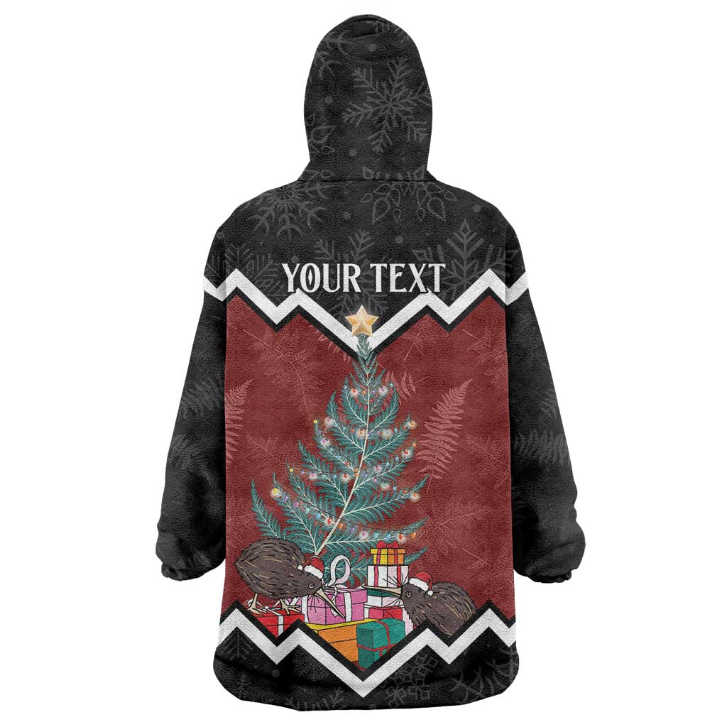 Personalised New Zealand Christmas Wearable Blanket Hoodie Xmas Fern and Kiwi Birds LT7 - Polynesian Pride