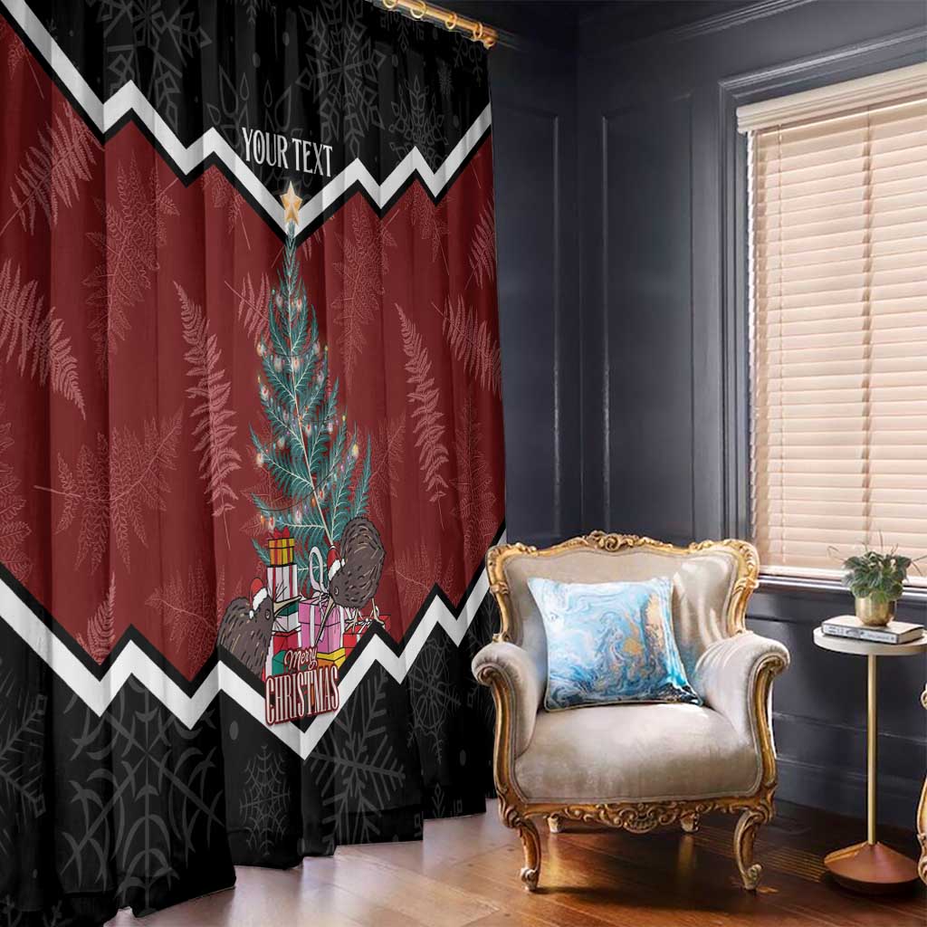 Personalised New Zealand Christmas Window Curtain Xmas Fern and Kiwi Birds LT7 - Polynesian Pride