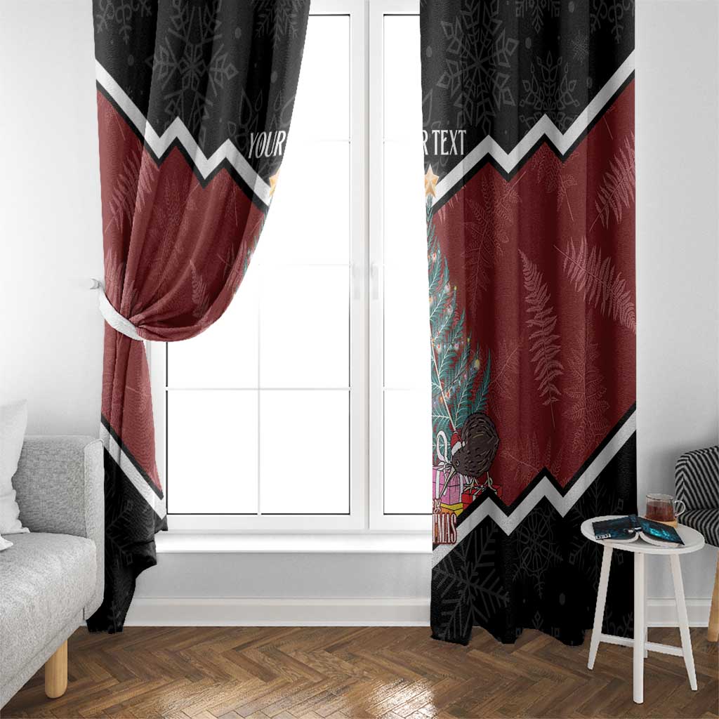 Personalised New Zealand Christmas Window Curtain Xmas Fern and Kiwi Birds LT7 - Polynesian Pride