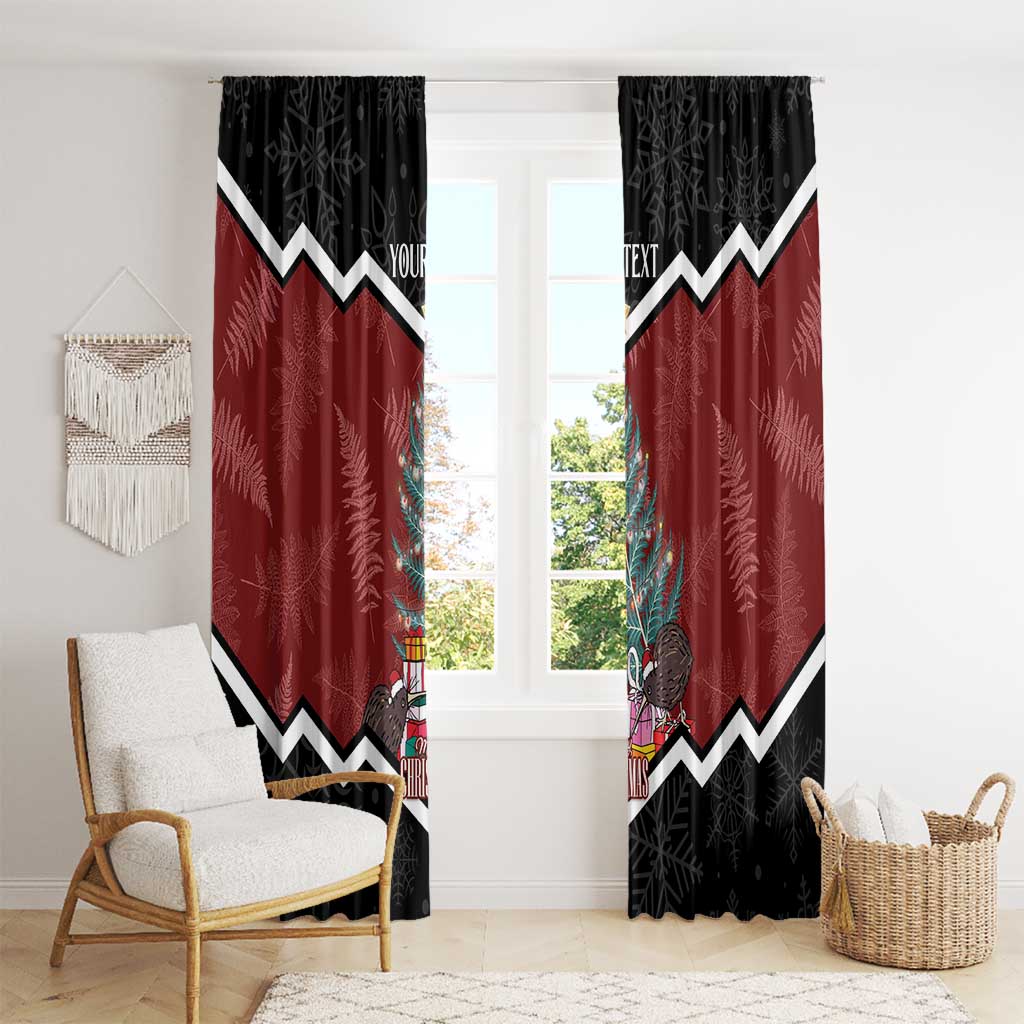 Personalised New Zealand Christmas Window Curtain Xmas Fern and Kiwi Birds LT7 - Polynesian Pride