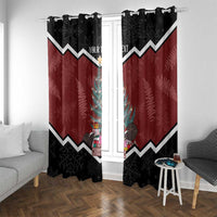 Personalised New Zealand Christmas Window Curtain Xmas Fern and Kiwi Birds LT7 With Grommets Black - Polynesian Pride