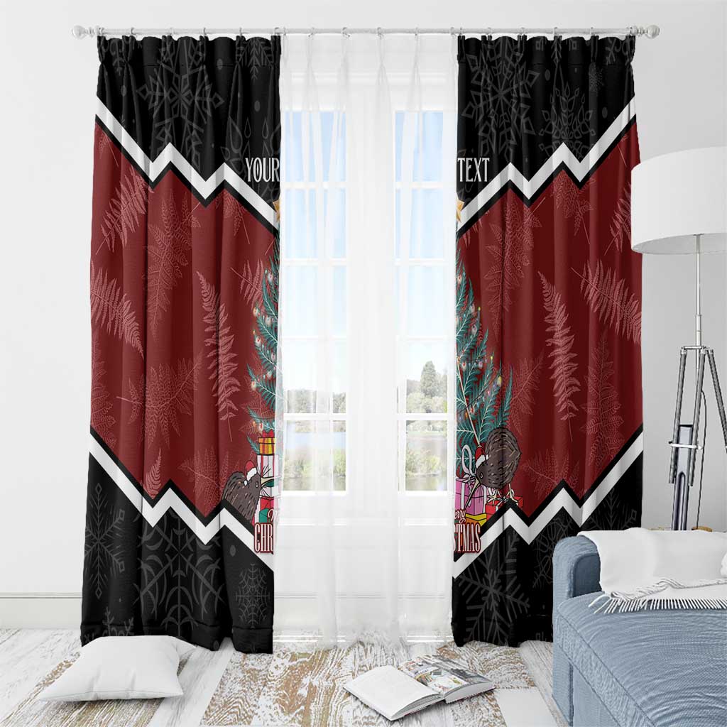 Personalised New Zealand Christmas Window Curtain Xmas Fern and Kiwi Birds LT7 - Polynesian Pride