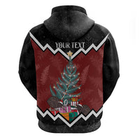 Personalised New Zealand Christmas Zip Hoodie Xmas Fern and Kiwi Birds LT7 - Polynesian Pride