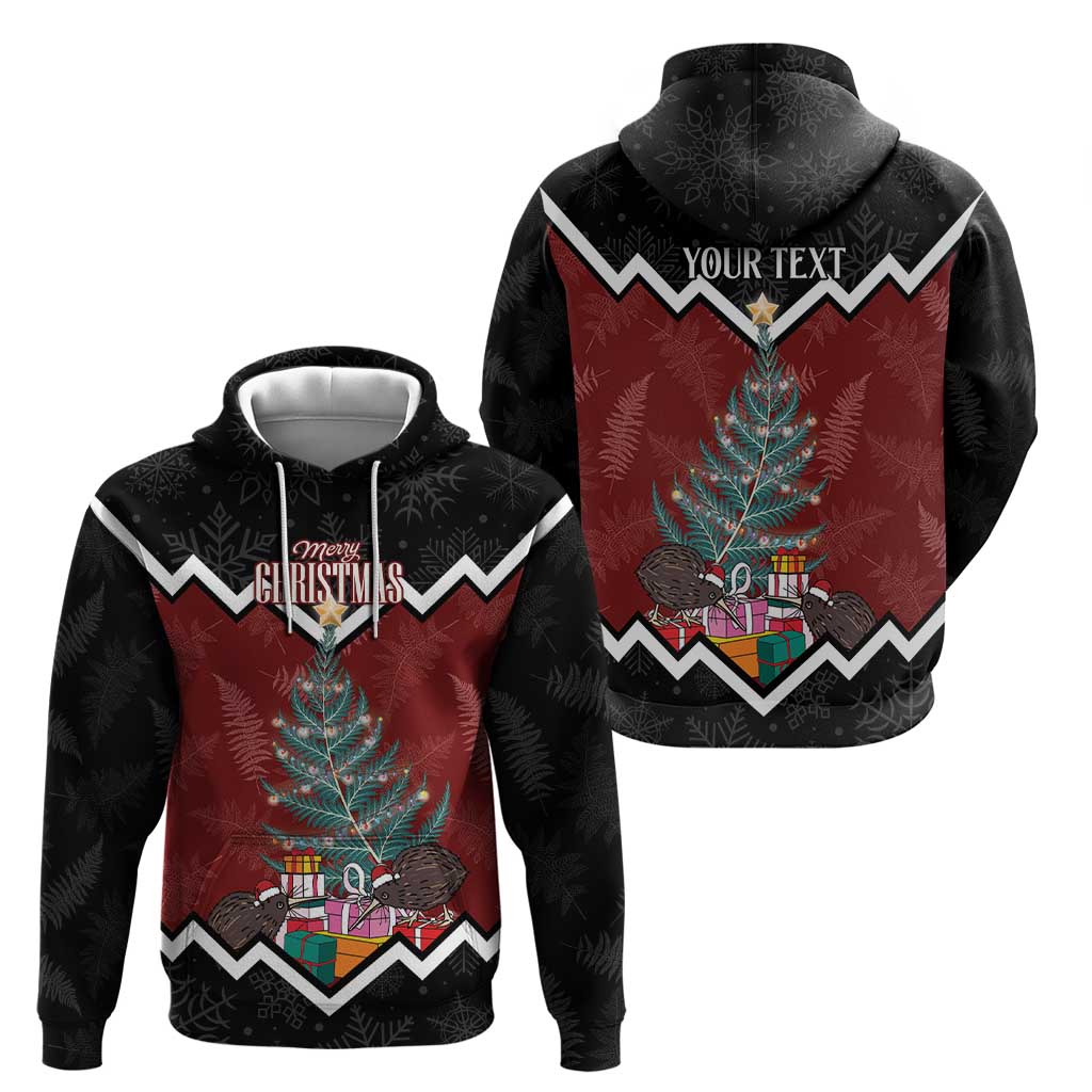 Personalised New Zealand Christmas Zip Hoodie Xmas Fern and Kiwi Birds LT7 - Polynesian Pride