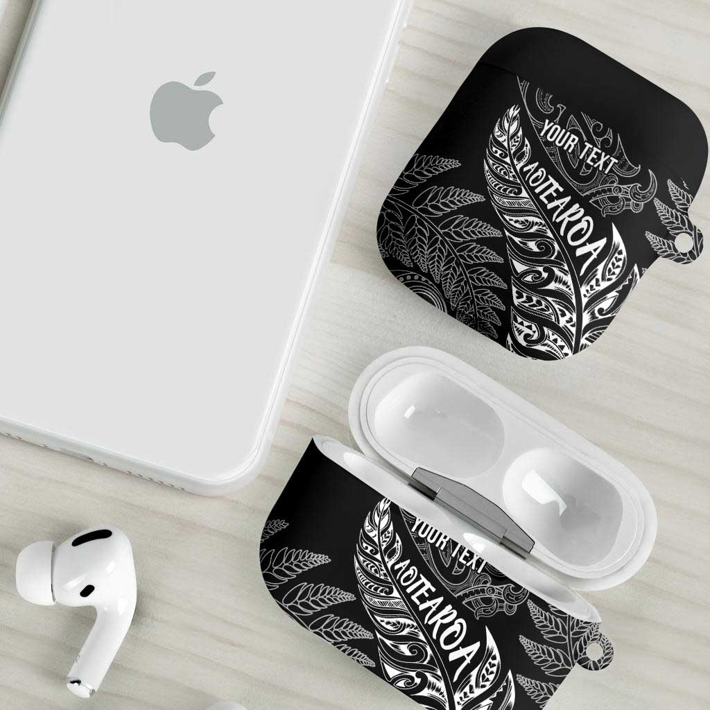 Aotearoa Personalized Lawn Bowls Maori AirPods Case New Zealand Black Tribal Silver Fern LT7 - Polynesian Pride
