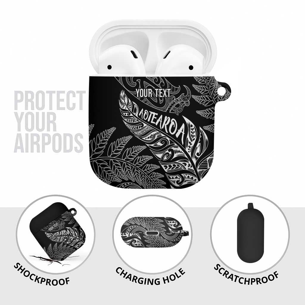 Aotearoa Personalized Lawn Bowls Maori AirPods Case New Zealand Black Tribal Silver Fern LT7 - Polynesian Pride