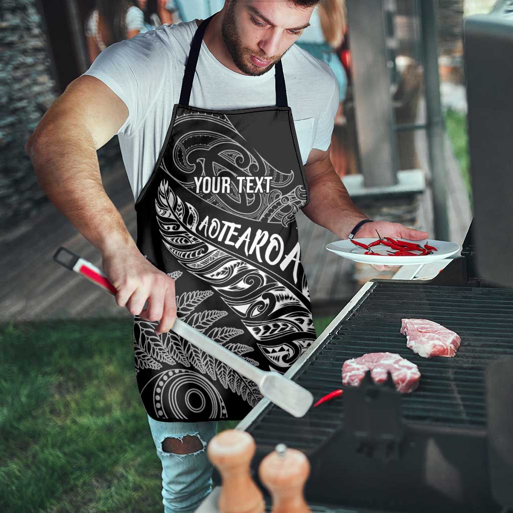 Aotearoa Personalized Lawn Bowls Maori Apron New Zealand Black Tribal Silver Fern - Polynesian Pride