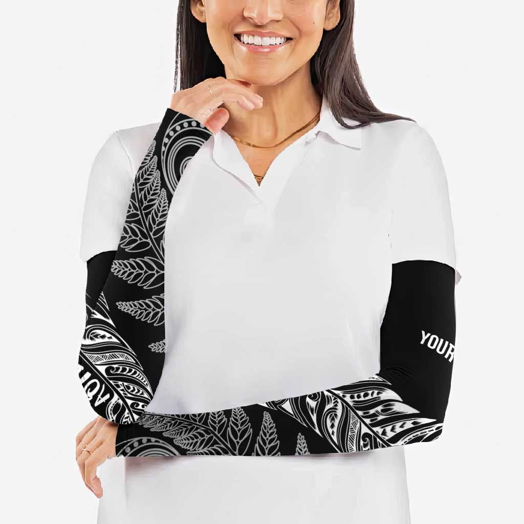Aotearoa Personalized Lawn Bowls Maori Arm Sleeves New Zealand Black Tribal Silver Fern LT7 - Polynesian Pride