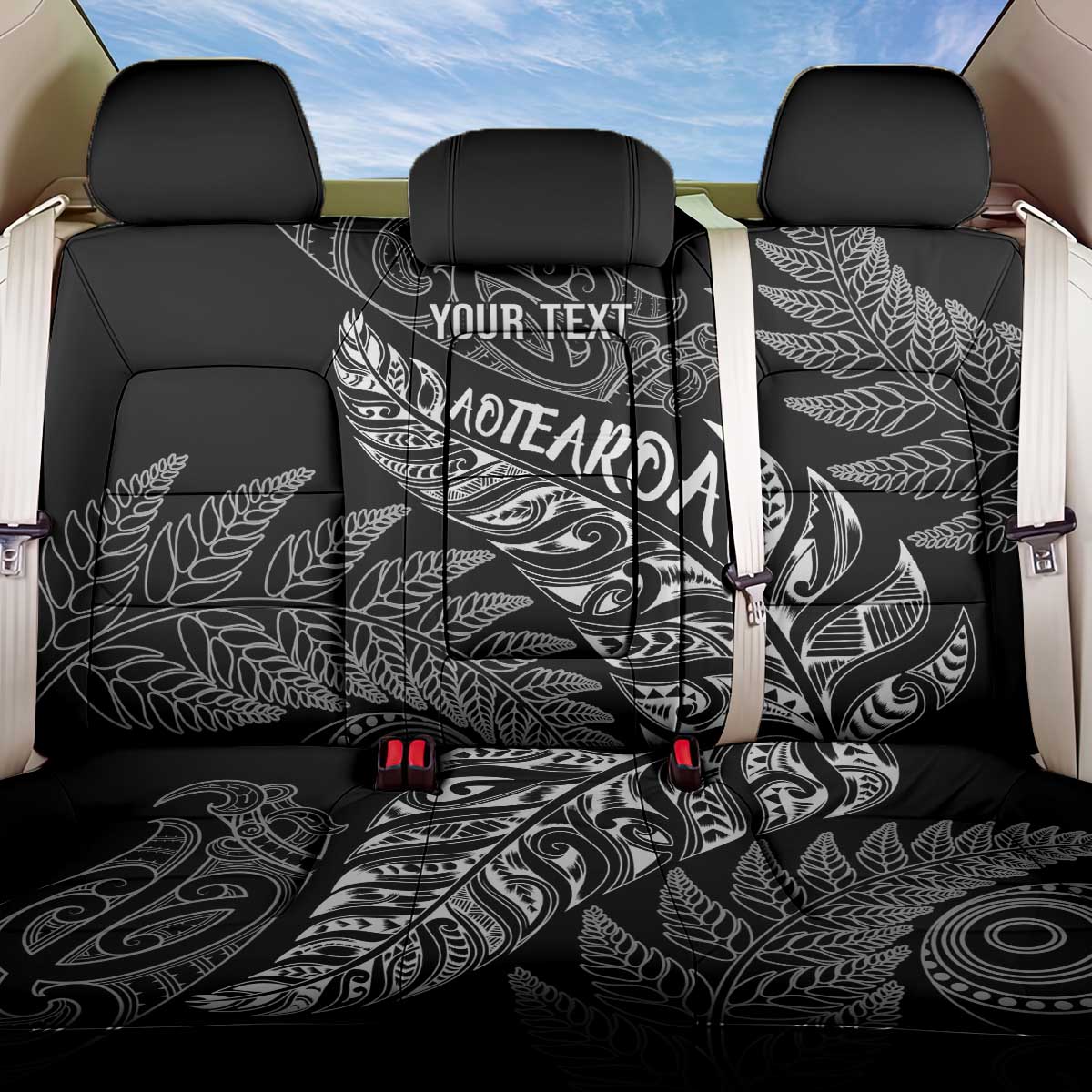 Aotearoa Personalized Lawn Bowls Maori Back Car Seat Cover New Zealand Black Tribal Silver Fern - Polynesian Pride