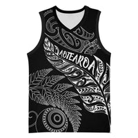 Aotearoa Personalized Lawn Bowls Maori Basketball Jersey New Zealand Black Tribal Silver Fern LT7 Unisex Black - Polynesian Pride