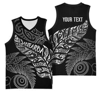Aotearoa Personalized Lawn Bowls Maori Basketball Jersey New Zealand Black Tribal Silver Fern LT7 - Polynesian Pride