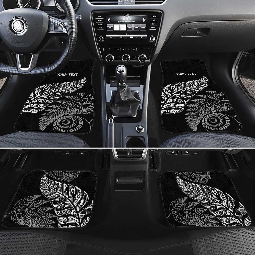 Aotearoa Personalized Lawn Bowls Maori Car Mats New Zealand Black Tribal Silver Fern LT7 Set 4pcs Black - Polynesian Pride