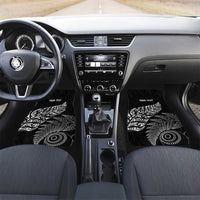 Aotearoa Personalized Lawn Bowls Maori Car Mats New Zealand Black Tribal Silver Fern LT7 Set 2pcs - Front Black - Polynesian Pride