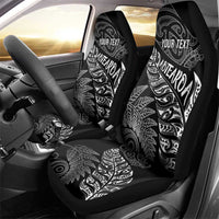 Aotearoa Personalized Lawn Bowls Maori Car Seat Cover New Zealand Black Tribal Silver Fern - Polynesian Pride
