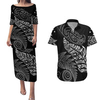 Aotearoa Personalized Lawn Bowls Maori Couples Matching Puletasi and Hawaiian Shirt New Zealand Black Tribal Silver Fern LT7 Black - Polynesian Pride