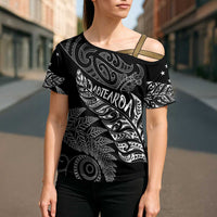 Aotearoa Personalized Lawn Bowls Maori Cross Shoulder Shirt New Zealand Black Tribal Silver Fern LT7 - Polynesian Pride