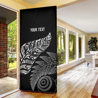 Aotearoa Personalized Lawn Bowls Maori Door Cover New Zealand Black Tribal Silver Fern LT7 - Polynesian Pride