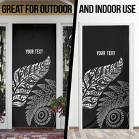 Aotearoa Personalized Lawn Bowls Maori Door Cover New Zealand Black Tribal Silver Fern LT7 - Polynesian Pride