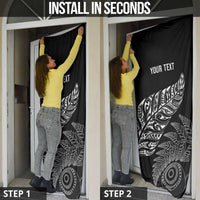 Aotearoa Personalized Lawn Bowls Maori Door Cover New Zealand Black Tribal Silver Fern LT7 - Polynesian Pride