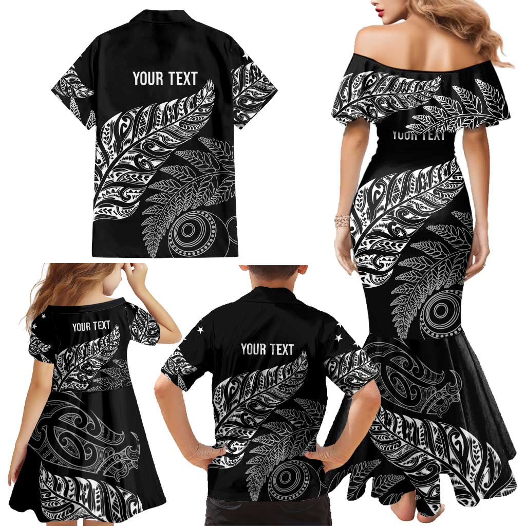 Aotearoa Personalized Lawn Bowls Maori Family Matching Mermaid Dress and Hawaiian Shirt New Zealand Black Tribal Silver Fern LT7 - Polynesian Pride