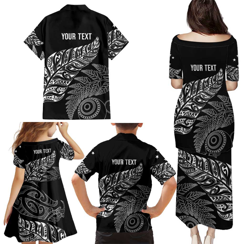 Aotearoa Personalized Lawn Bowls Maori Family Matching Puletasi and Hawaiian Shirt New Zealand Black Tribal Silver Fern LT7 - Polynesian Pride