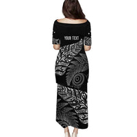 Aotearoa Personalized Lawn Bowls Maori Family Matching Puletasi and Hawaiian Shirt New Zealand Black Tribal Silver Fern LT7 - Polynesian Pride