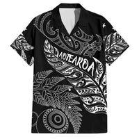 Aotearoa Personalized Lawn Bowls Maori Family Matching Short Sleeve Bodycon Dress and Hawaiian Shirt New Zealand Black Tribal Silver Fern LT7 Dad's Shirt - Short Sleeve Black - Polynesian Pride