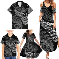Aotearoa Personalized Lawn Bowls Maori Family Matching Summer Maxi Dress and Hawaiian Shirt New Zealand Black Tribal Silver Fern LT7 - Polynesian Pride