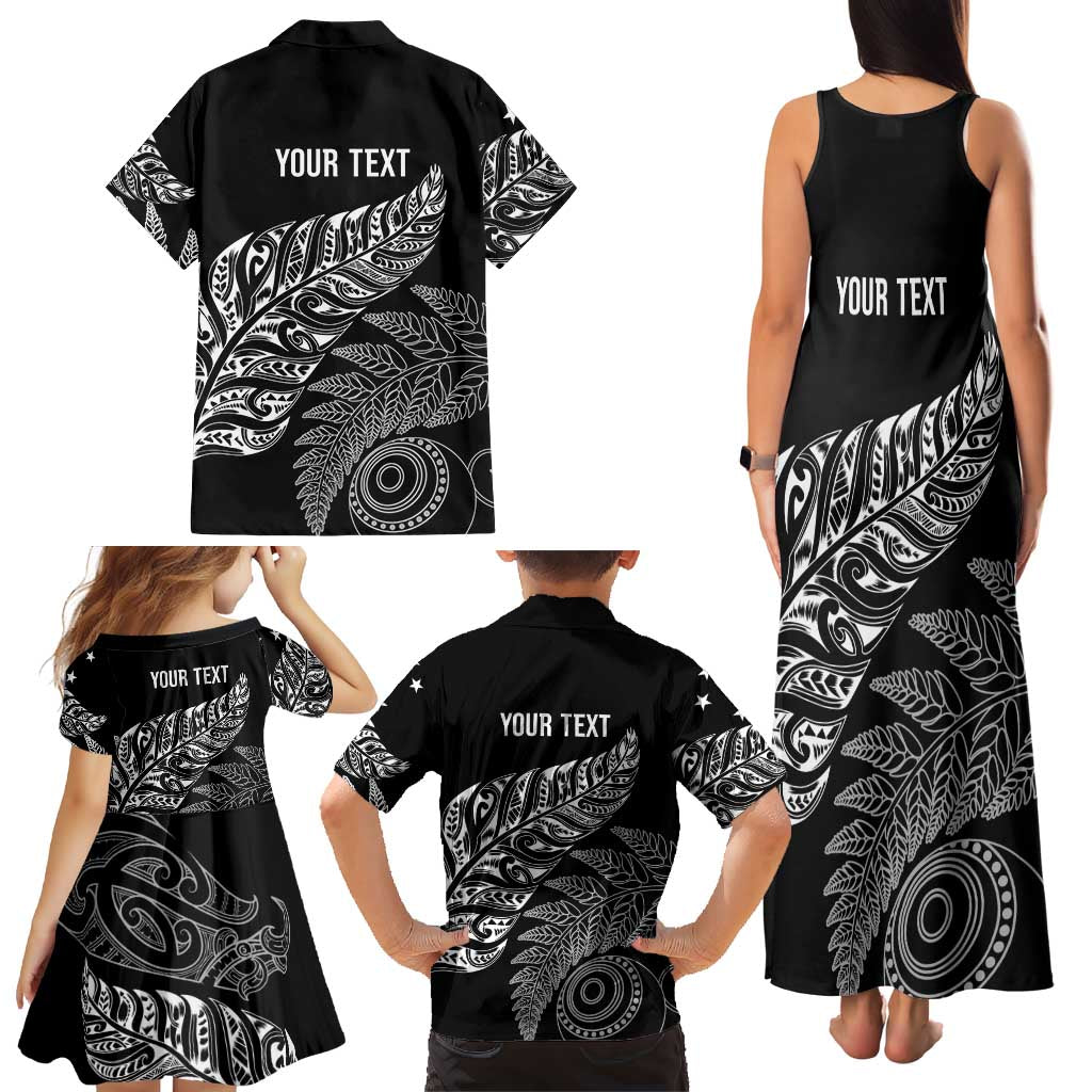 Aotearoa Personalized Lawn Bowls Maori Family Matching Tank Maxi Dress and Hawaiian Shirt New Zealand Black Tribal Silver Fern LT7 - Polynesian Pride