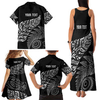 Aotearoa Personalized Lawn Bowls Maori Family Matching Tank Maxi Dress and Hawaiian Shirt New Zealand Black Tribal Silver Fern LT7 - Polynesian Pride