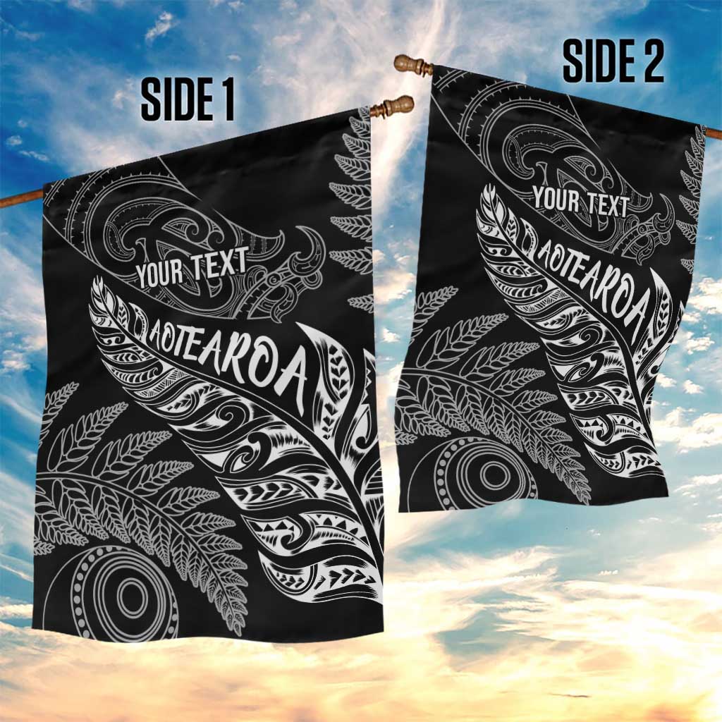 Aotearoa Personalized Lawn Bowls Maori Garden Flag New Zealand Black Tribal Silver Fern LT7 - Polynesian Pride