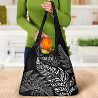Aotearoa Personalized Lawn Bowls Maori Grocery Bag New Zealand Black Tribal Silver Fern LT7 - Polynesian Pride