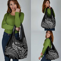 Aotearoa Personalized Lawn Bowls Maori Grocery Bag New Zealand Black Tribal Silver Fern LT7 - Polynesian Pride