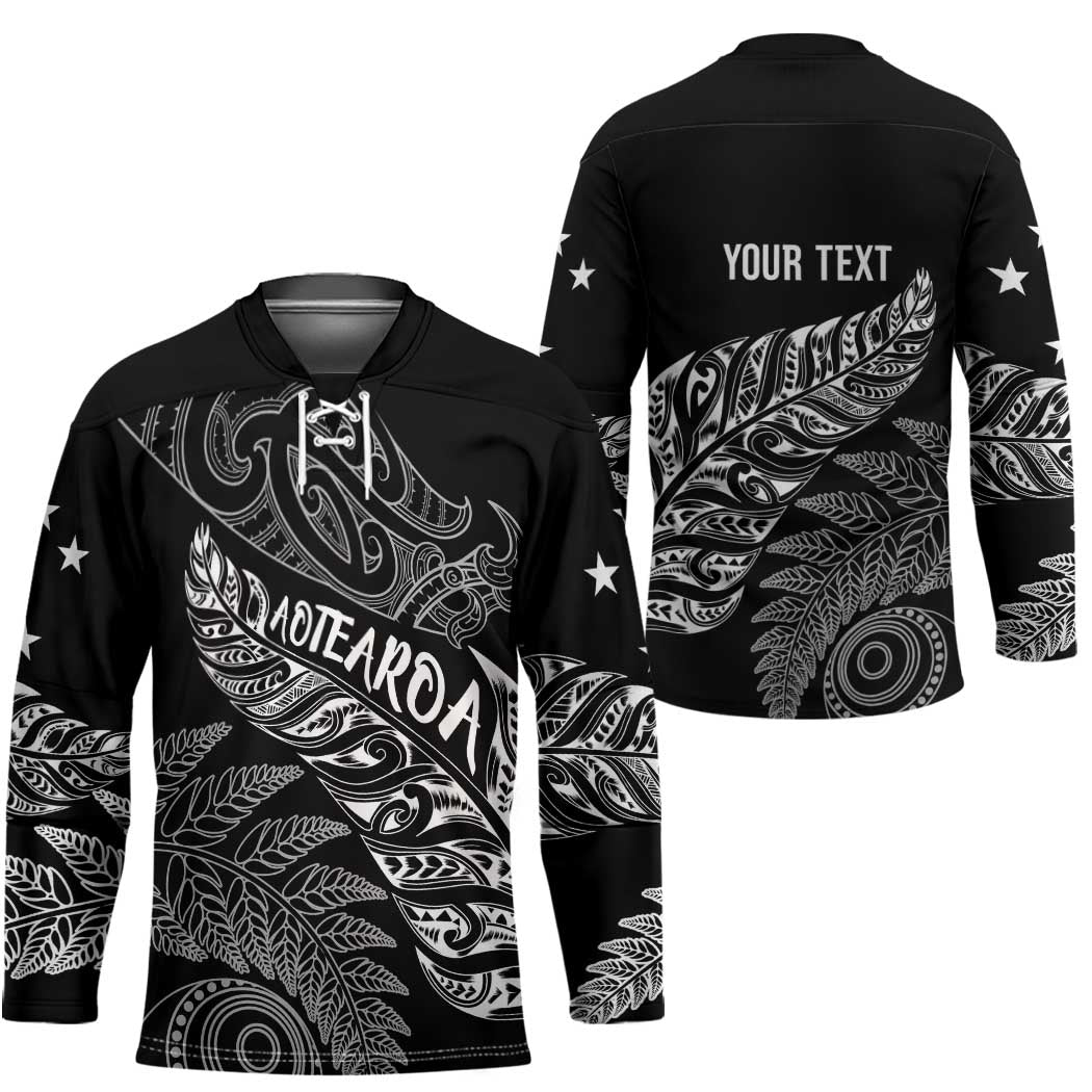 Aotearoa Personalized Lawn Bowls Maori Hockey Jersey New Zealand Black Tribal Silver Fern LT7 - Polynesian Pride