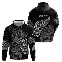 Aotearoa Personalized Lawn Bowls Maori Hoodie New Zealand Black Tribal Silver Fern - Polynesian Pride